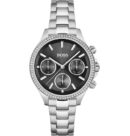 Pandora Silver-Tone Stainless Steel Watch with Black Dial - 1502593